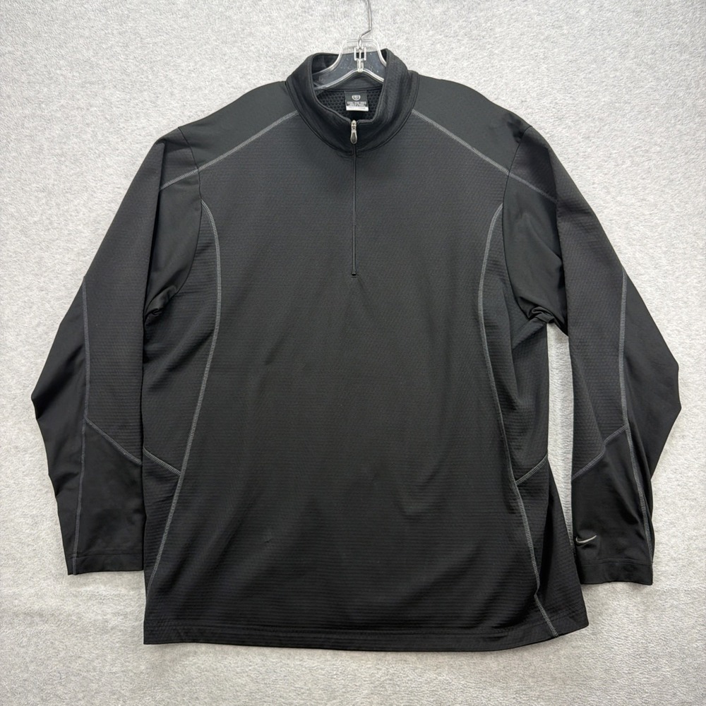 NIke Therma 1/4 Zip Pullover Sweater Mens XL Black Golf Performance Wicking